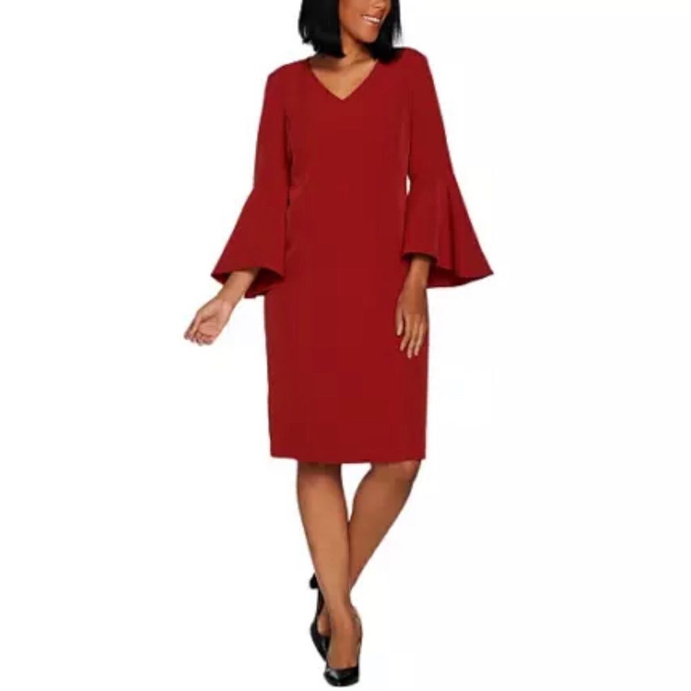 Belle by Kim Gravel V-Neck Bell Sleeves Dress